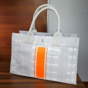Koala Kanvas 15x9x7" Tote Bag Grey Tie Dye Orange Stripe Top Handle 100% Cotton